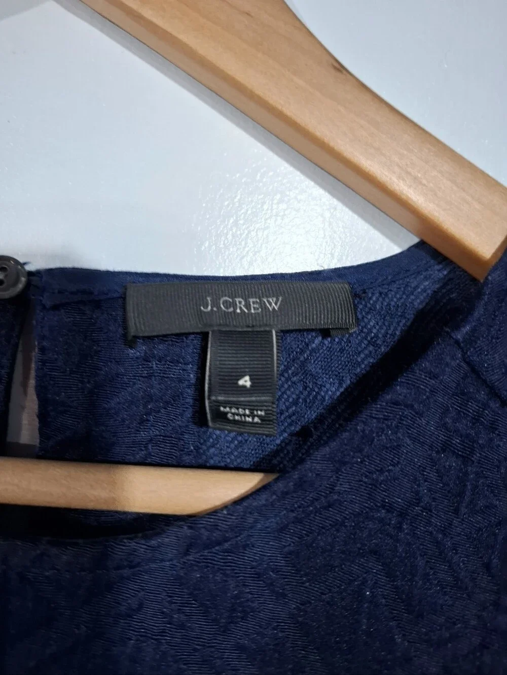 J Crew Matelasse Women's Navy Blue Textured Gold Zip-Accent Top Sz 4